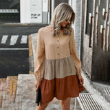 Button Ruched Loose Dress