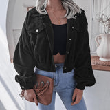 Corduroy Button Up Cropped Short Jacket