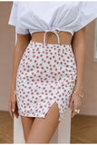 Chic Elegant Slit Floral Mini Skirt