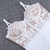 Rosanna Sexy White Lace Embroidery Stitching Club Wear Dress