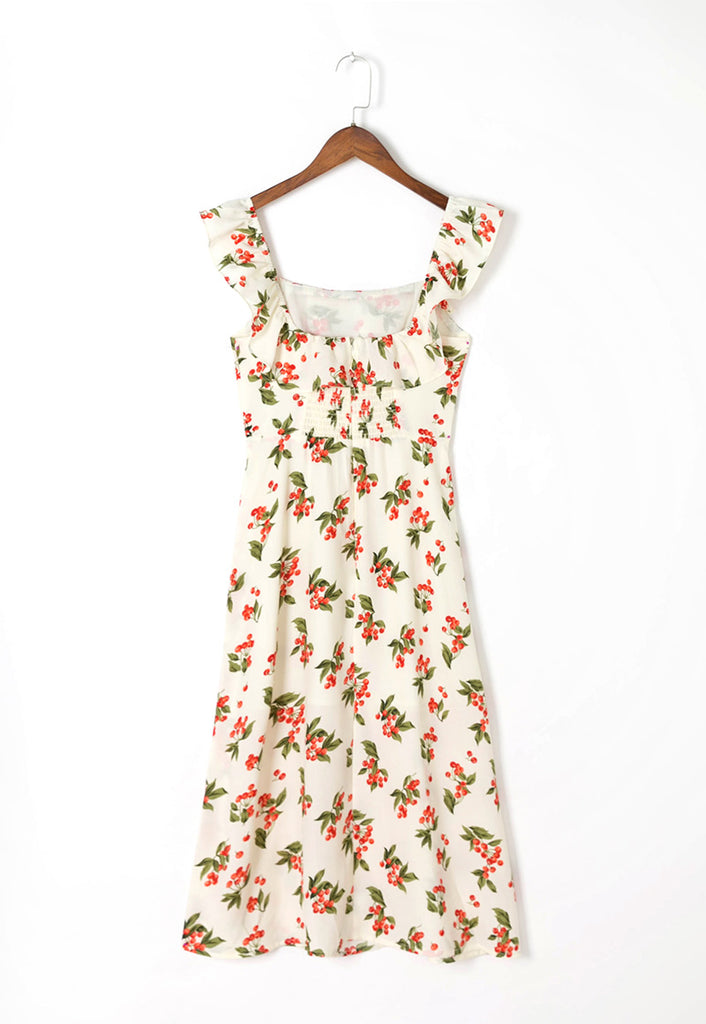 Amber Ruffle Elegant Vintage High Slit Midi Dress – Dream Closet Couture