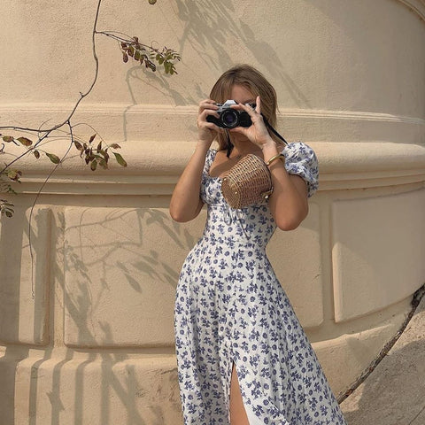 Fleur Midi Summer High Slit Dress – Dream Closet Couture