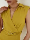 Miranda Elegant V-neck Belted Summer Short Dress
