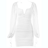 Danessa V-Neck Puff Sleeve Ruched Party Dress