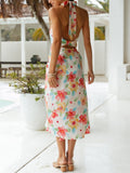 Danica Halter Floral Print Short Summer Dress