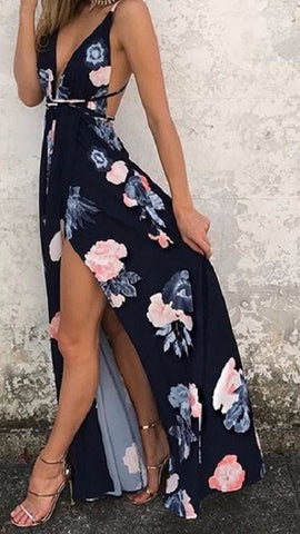 Blue & Dusty Pink Vibe Cross-Back Maxi Dress Dream Closet Couture Blue & Dusty Pink Vibe Cross-Back Maxi Dress Dream Closet Couture