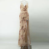 Anika Deep-V Slit Sequin Maxi Dress
