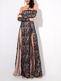 Vanderlily Long-Sleeved Black Lace Detailed Maxi Gown