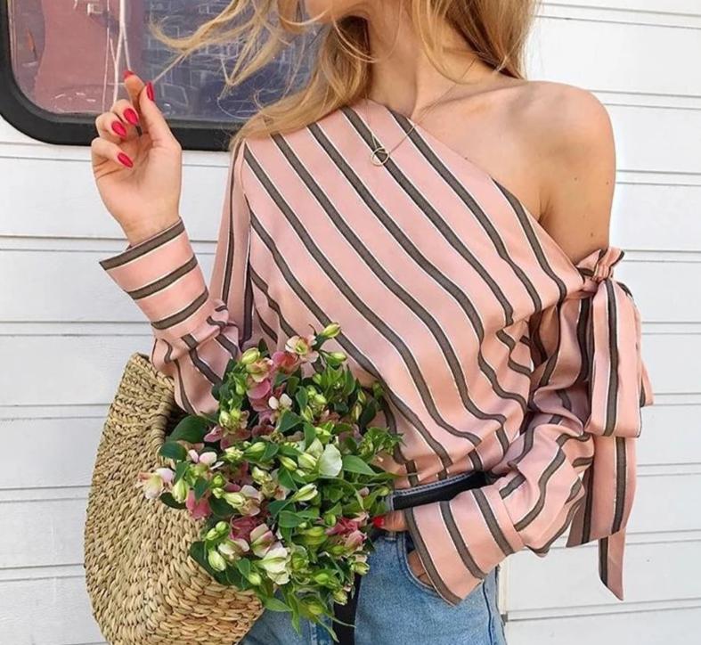 striped chiffon blouse